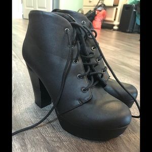 Black lace up ankle bootie